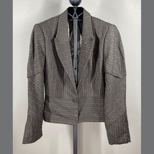 Zac Posen Blazer Jacket Womens 12 brown fitted designer classic